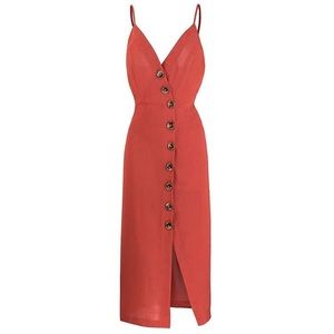 Button down rust dress